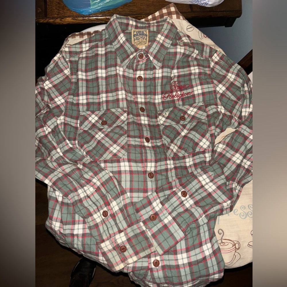 True Religion long sleeve plaid shirt XL